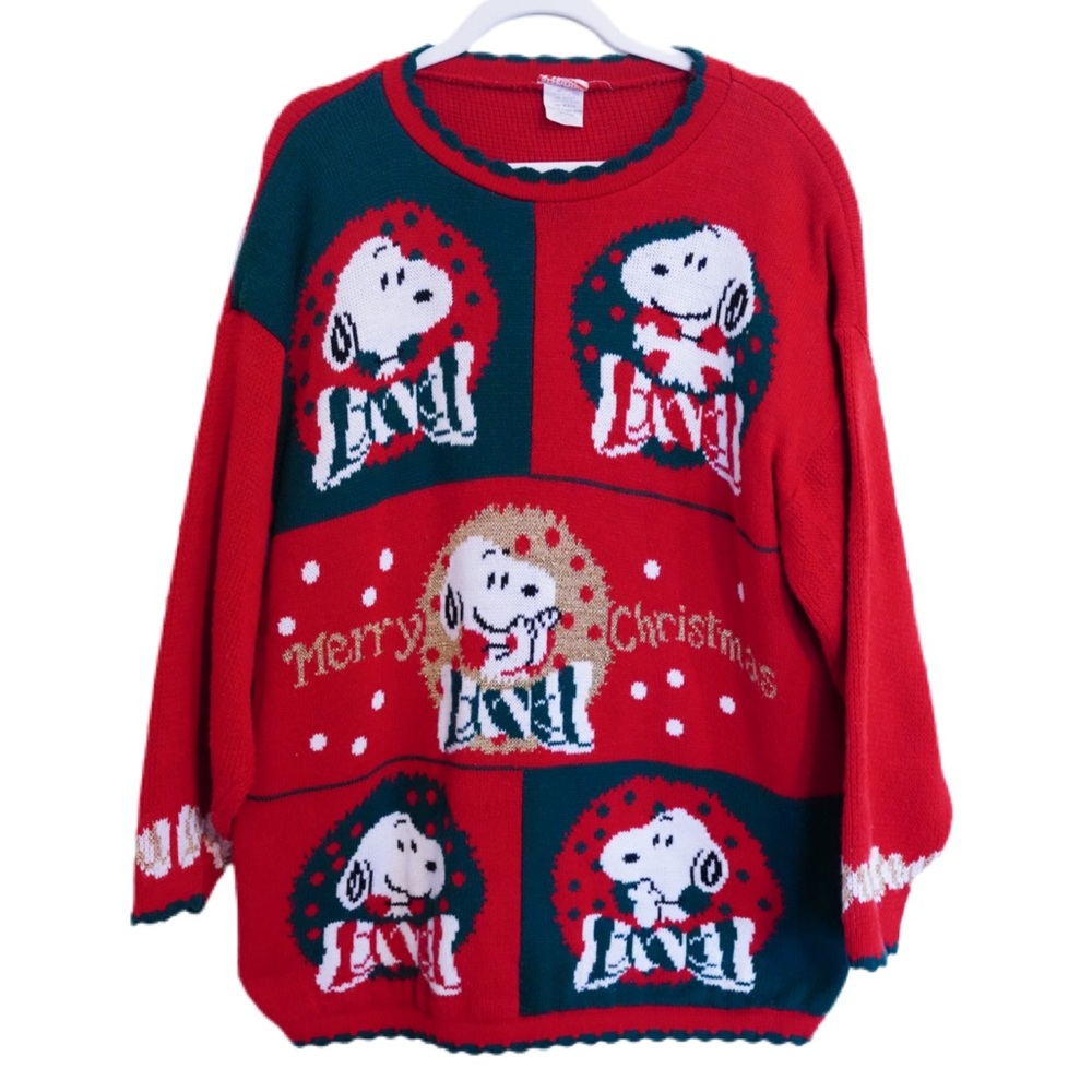 VINTAGE PEANUTS SNOOPY & FRIENDS CHRISTMAS SWEATER